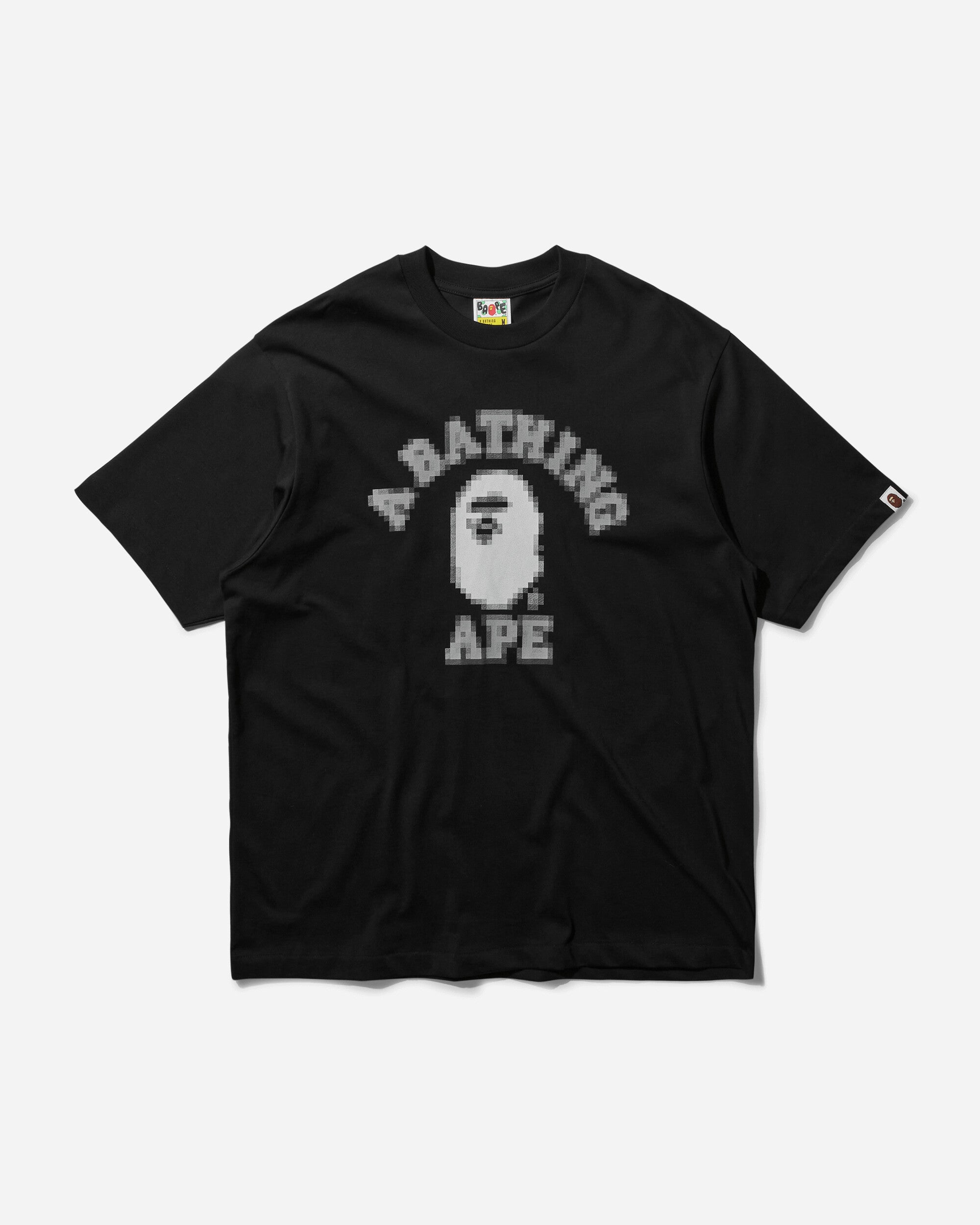 A Bathing Ape Pixal College Relaxed Fit Tee M Black T-Shirts Shortsleeve 1K80110343 BLACK