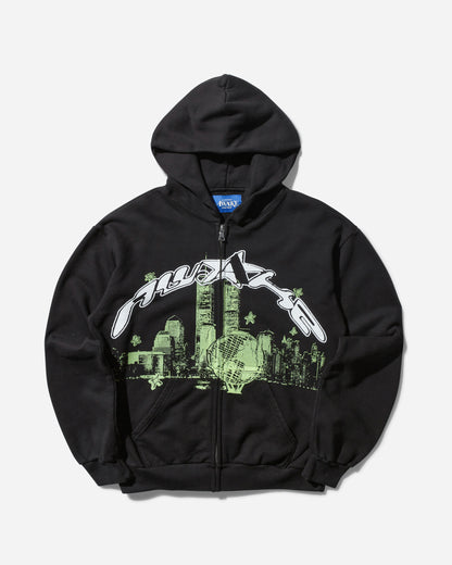 Awake NY Skyline Zip Up Hoodie Washed Black Sweatshirts Hoodies AWK-SU24-HD121 WASBL