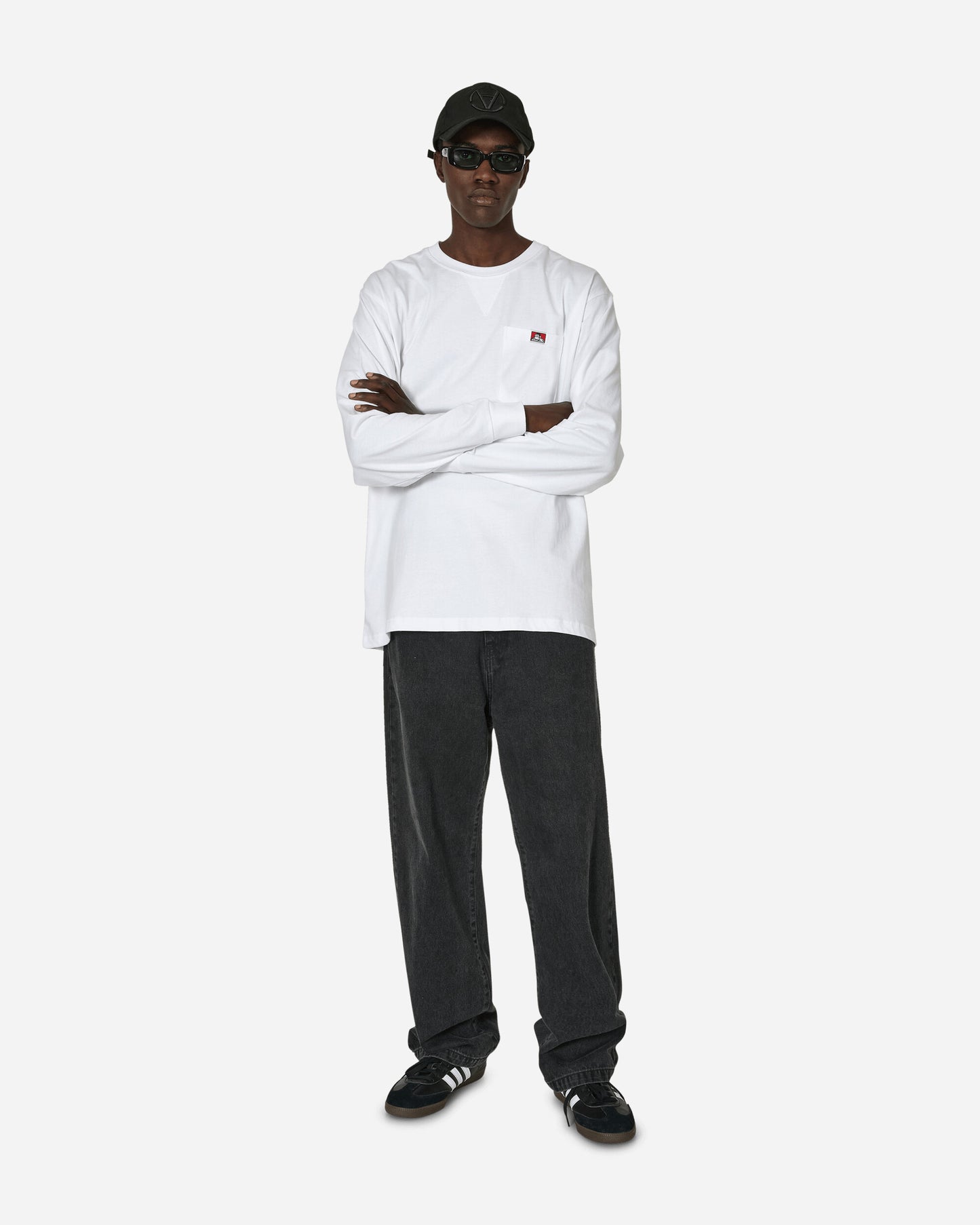 Ben Davis Classic Label Ls Pkt T-Heavyduty White T-Shirts Longsleeve BEN930 001