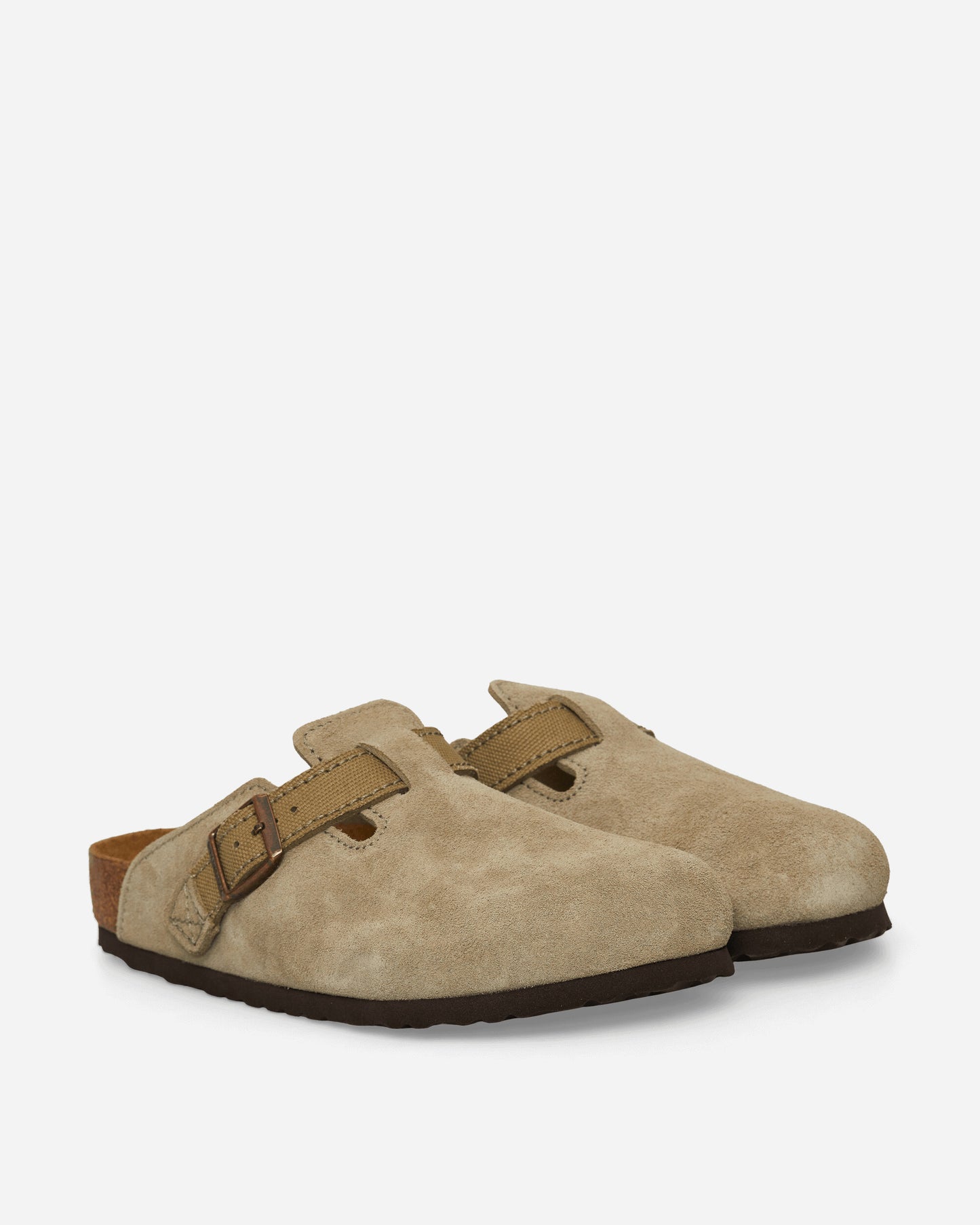 Birkenstock Boston Suede Leather/Canvas Faded Khaki Sandals and Slides Sandals and Mules 1028811