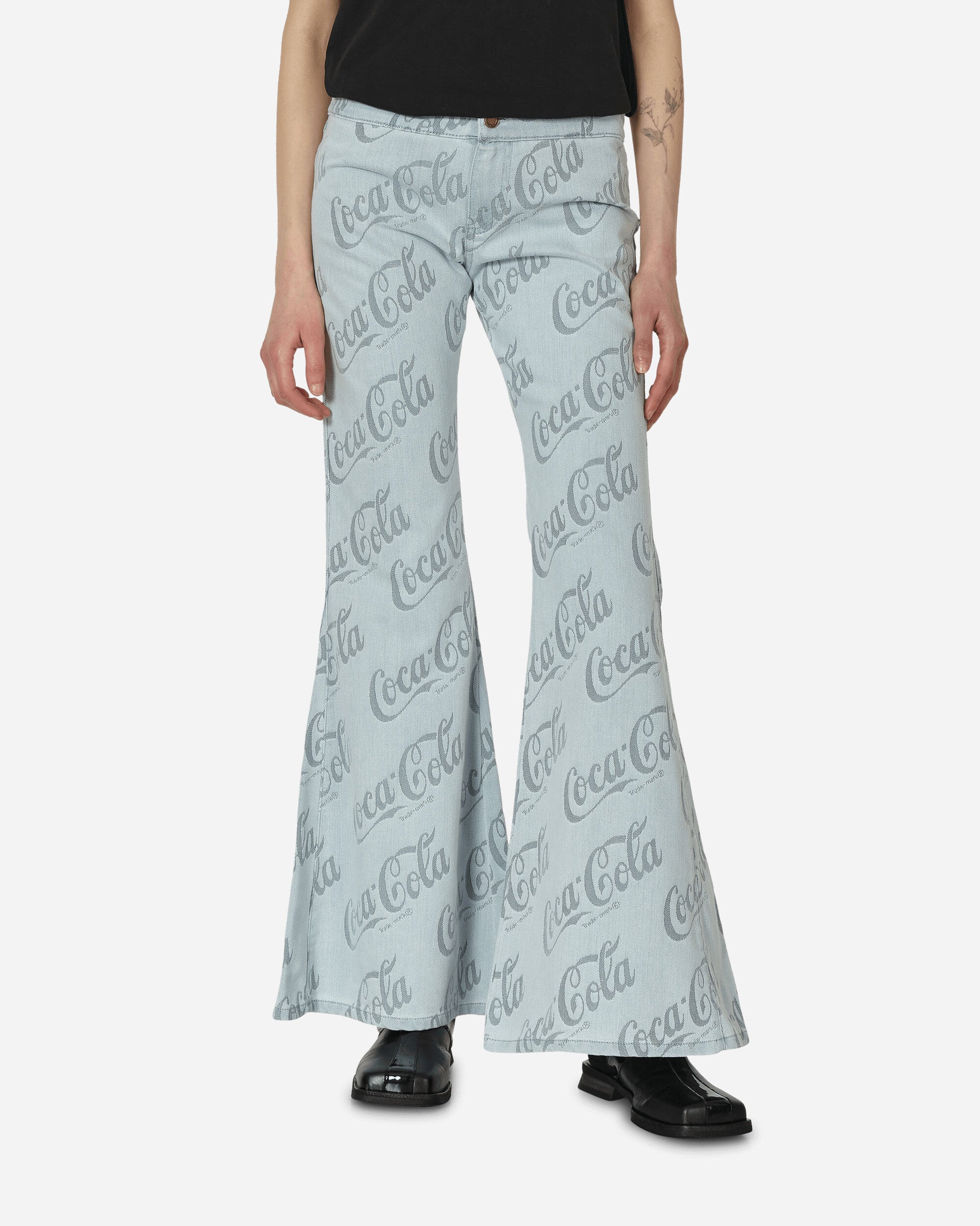 ERL Coca-Cola Jacquard Denim Flare Pants Grey Coca-Cola Pants Flare ERL08P014 1