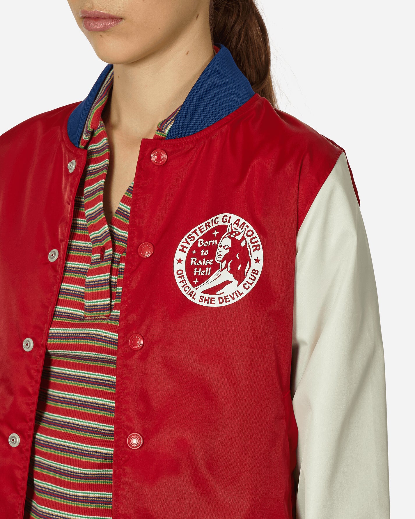 Hysteric Glamour Wmns Born To Raise Hell Jacket Red Coats and Jackets Bomber Jackets 01233AB04 RED