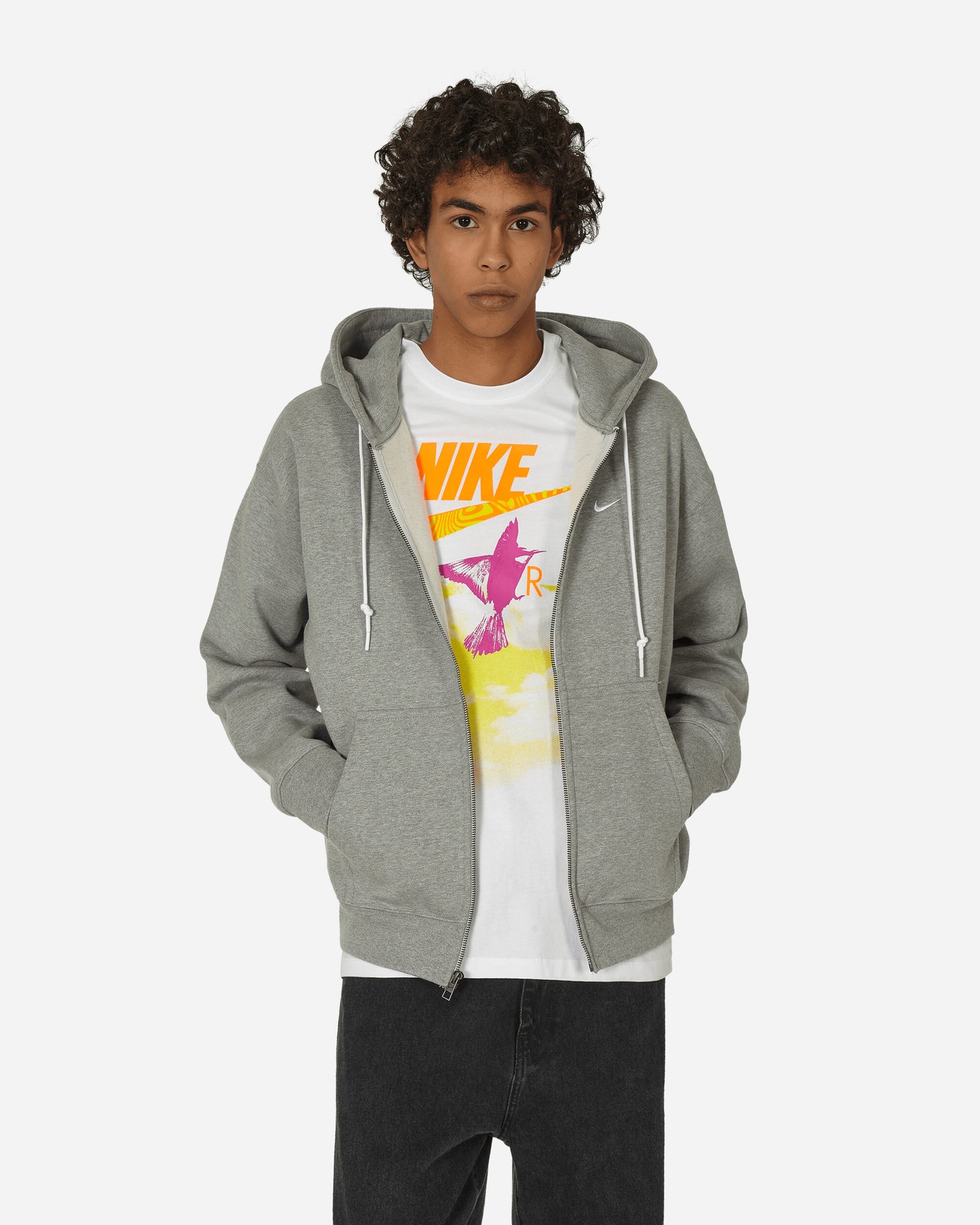 Nike M Nk Solo Swsh Hw Fz Hoodie Dk Grey Heather/White Sweatshirts Hoodies DR0403-063