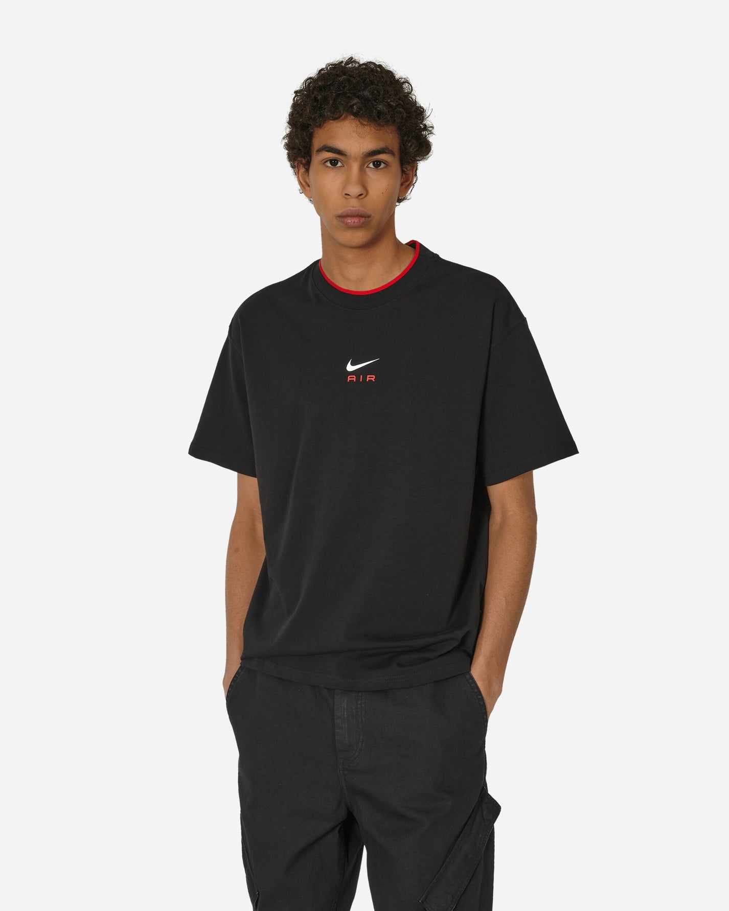 Nike M Nsw Sw Air L Fit Tee Black/University Red T-Shirts Shortsleeve FN7723-011