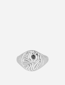 Octi Globe Signet W/Black Diamond (Exclusive) Silver Jewellery Rings GLR 001