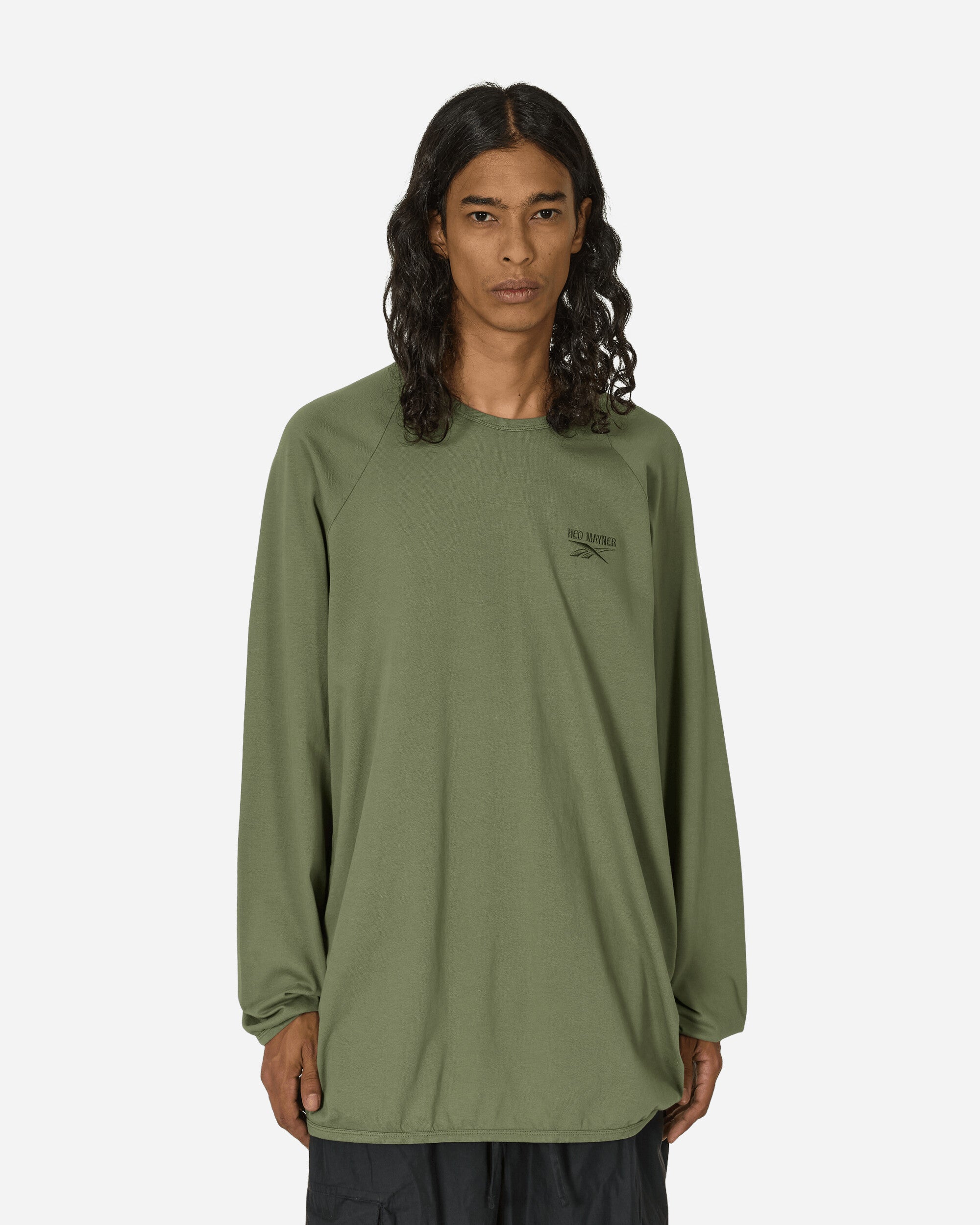 Hed Mayner Oversized Raglan Longsleeve T-Shirt Army Green