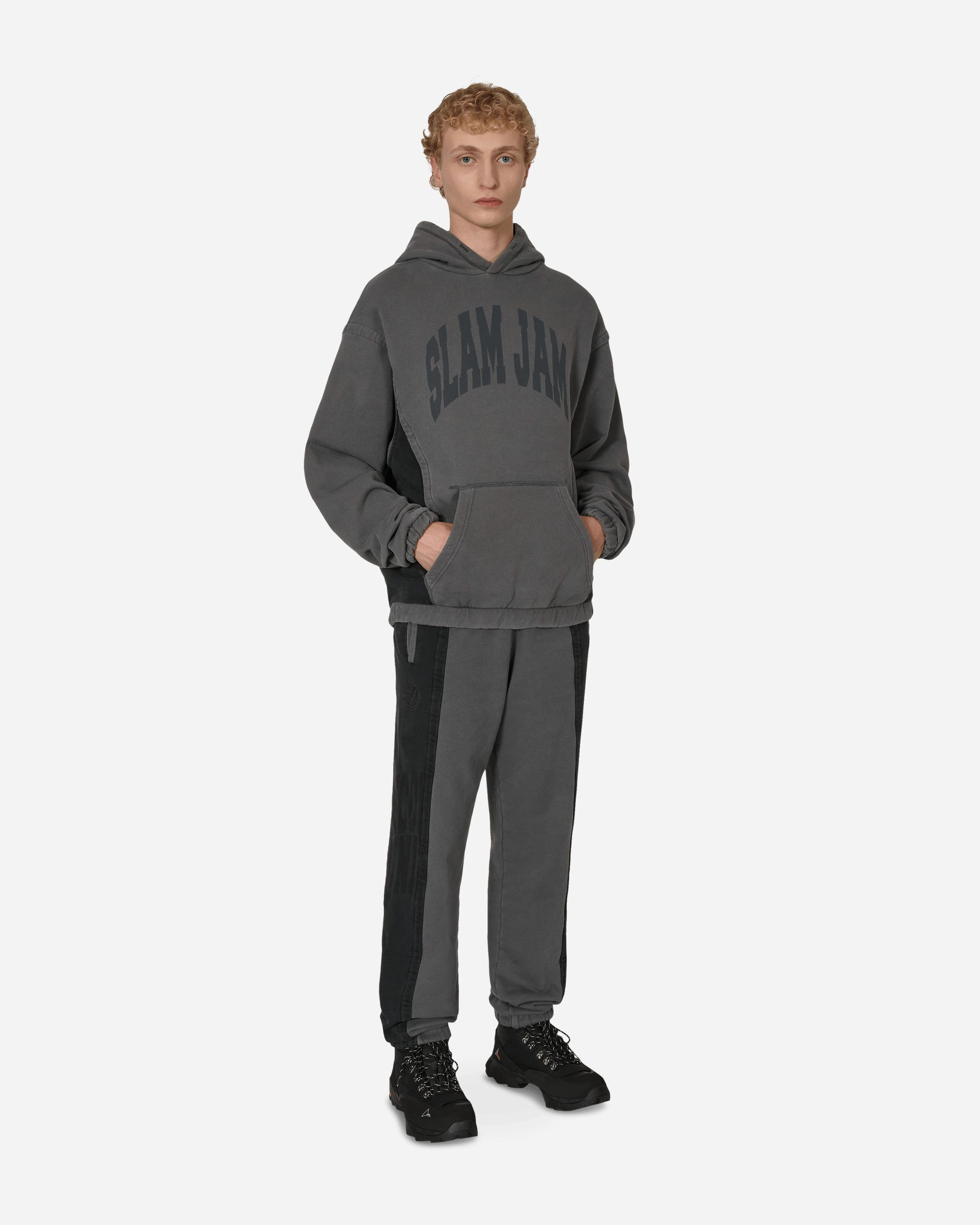 Slam Jam Panel Hoodie Gray Black Sweatshirts Hoodies SBM0016FA08 GRYBL01