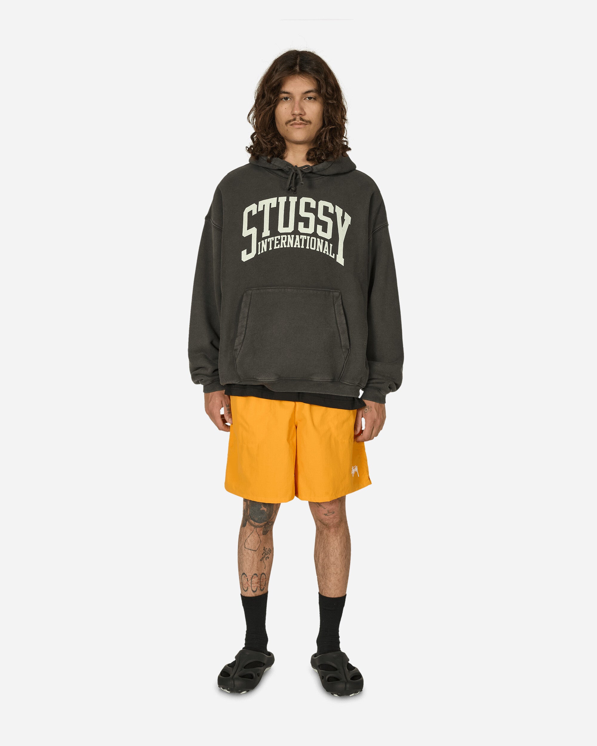 Stüssy Stussy Intl Relaxed Hood Washed Black Sweatshirts Hoodies 118550 0034