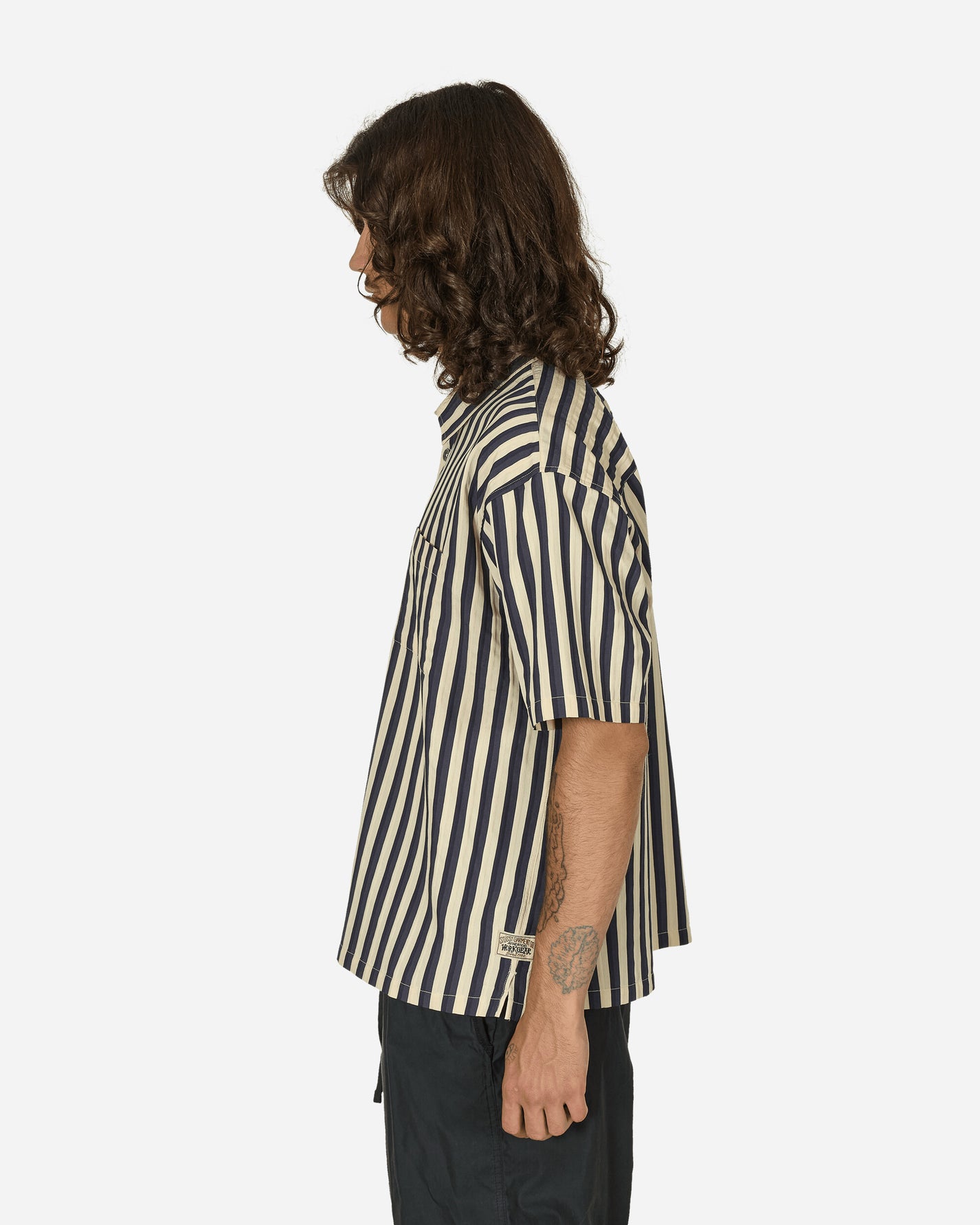 Stüssy Flat Bottom Stripe Shirt Navy Shirts Shortsleeve Shirt 1110325 0806