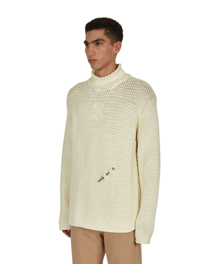 Off-White Meteornail Knit Zip Mockneck Tofu Tofu   Sweatshirts Crewneck OMHA122F21KNI001 6161