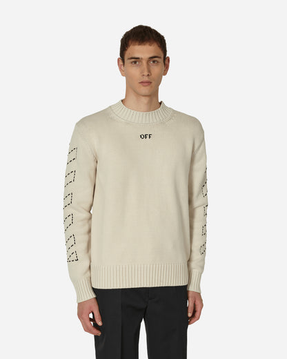 Off-White Stitch Arrows Diags Knit Crewneck Beige/Black Knitwears Sweaters OMHE172F23KNI001 6110